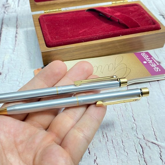 SHEAFFER ball point pen and Mechanical Pencil set in case with original papers, - Picture 7 of 9